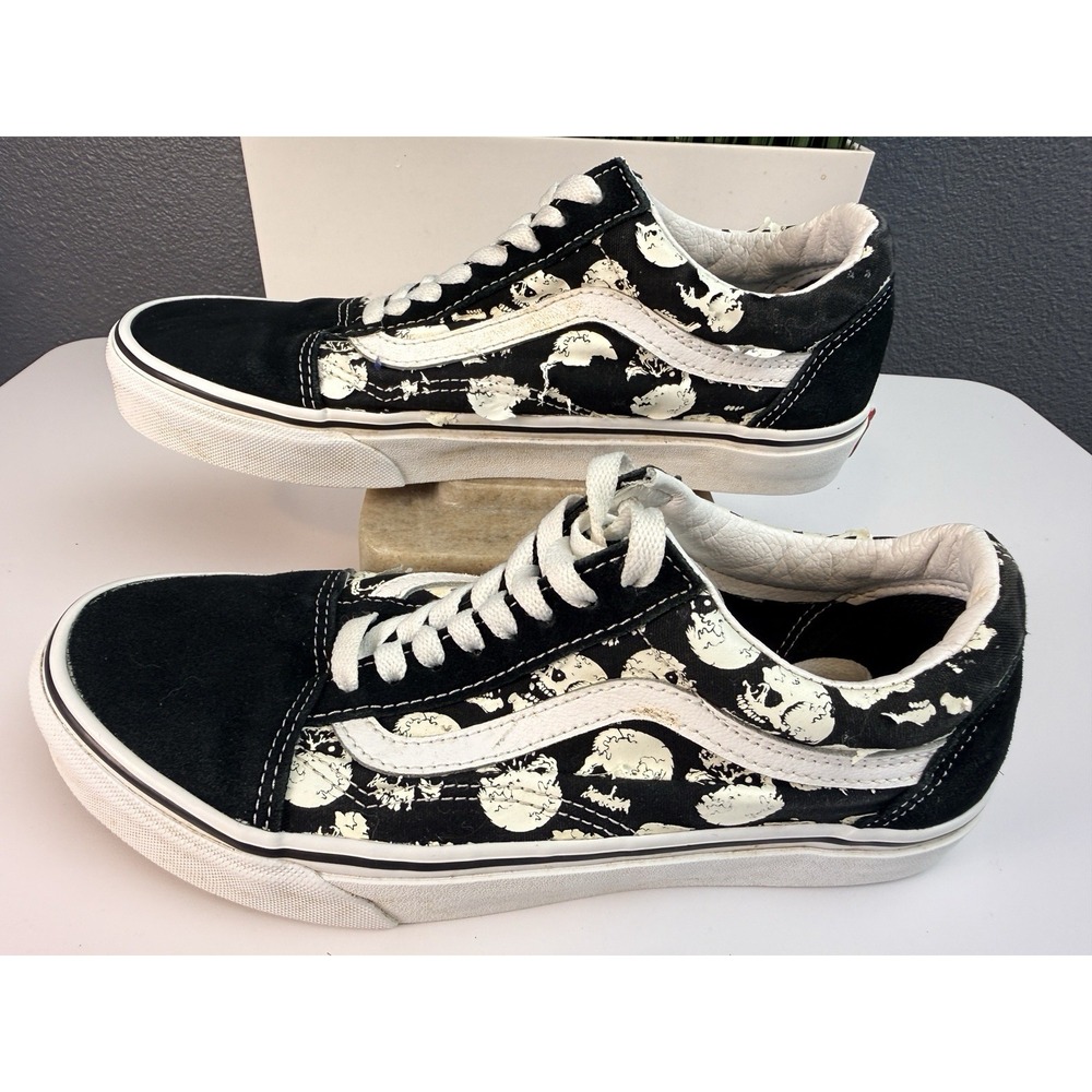 Vans Classic Skull Old School Low Top Black Sneakers Mens Sz 7.5/ Womens Sz 9